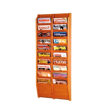 Wooden Mallet 20 Pocket Oak Wall Rack Medium Oak MR48-20MO